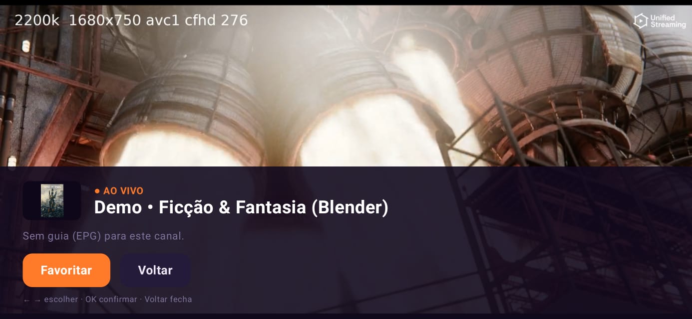 TV ao vivo no Aura Player